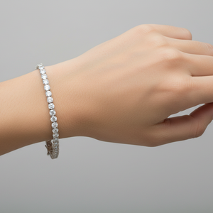 Sterling Silver Rhodium-Plated Round CZ Tennis Bracelet