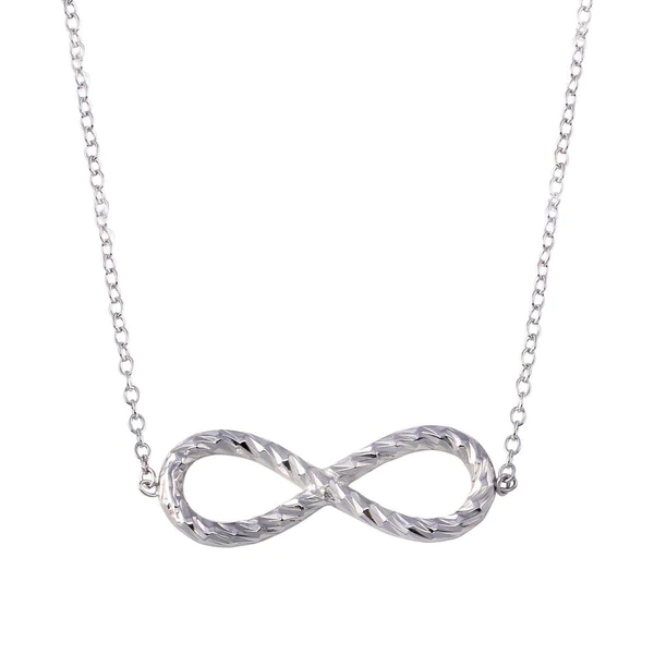 Silver Rhodium Plated Rope Infinity Necklaces