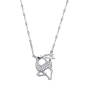 Silver Rhodium Plated Deer Necklace