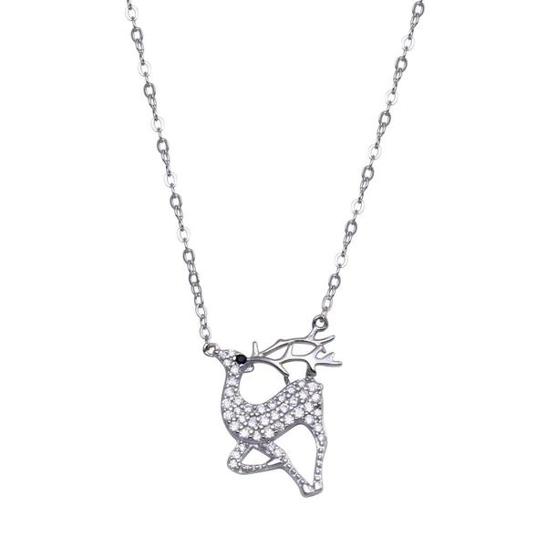 Silver Rhodium Plated Deer Necklace