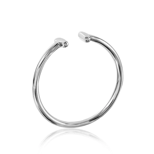 Silver 925 Rhodium-Plated Plain Open T Ring