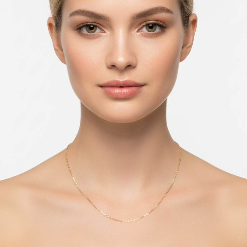 18K Yellow Gold Curb Chain 16"
