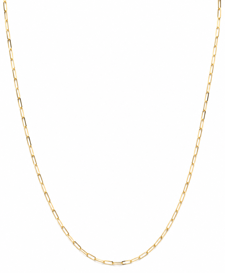 18K Yellow Gold Paperclip Chain Necklace 22" 2mm