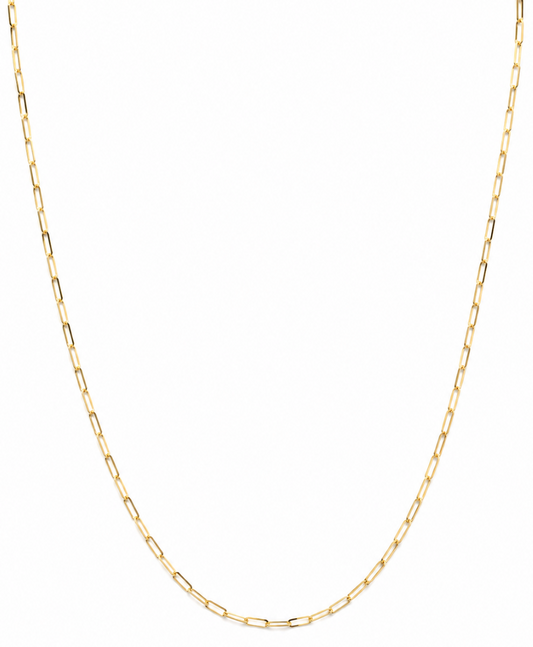 18K Yellow Gold Paperclip Chain Necklace 22" 2mm