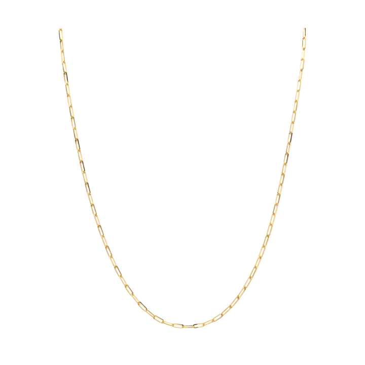 18K Yellow Gold Paperclip Chain Necklace 22" 2mm