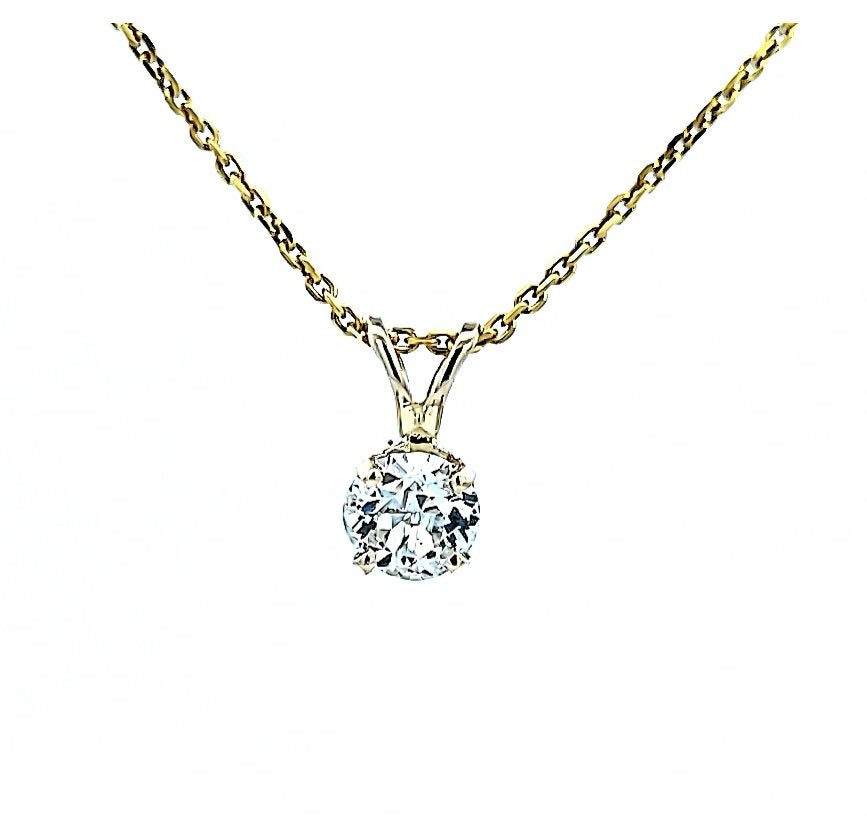 Yellow Gold Solitaire Natural Diamond Pendent. 0.17ct VS F