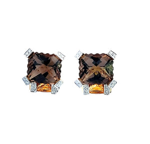Bellari Yellow Gold Smokey Quartz, Citrine and Diamond Earrings. 18k, 9.3gr. Q: 19.7ct; C: 3.6ct,  TDW: 0.36ct