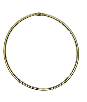 Two-tone Yellow and White Gold Omega Necklace. 14k, 18.2gr
