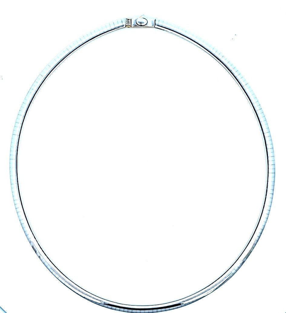 Two-tone Yellow and White Gold Omega Necklace. 14k, 18.2gr
