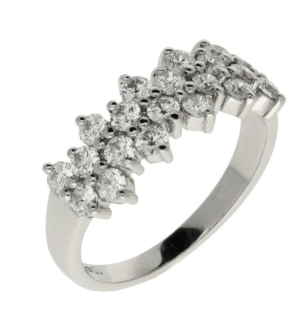 White Gold Cocktail Diamond Ring with 20 Round Diamonds. 14k 3.4gr TDW: 0.4ct SI GH