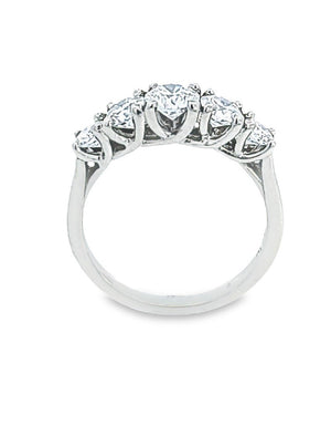 White Gold White Gold Five – Stone Diamond Band Ring GIA Certified 19k TDW: 1.47ct