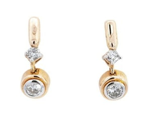 Yellow Gold Dangling Bezel Setting Diamond Ring. 14k 2.8gr 0.25ct SI GH