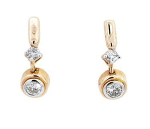 Yellow Gold Dangling Bezel Setting Diamond Ring. 14k 2.8gr 0.25ct SI GH