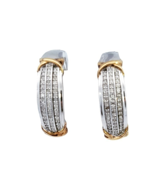Sterling Silver Hook Diamond Earrings. 925, 9.1gr, TDW: 0.84ct