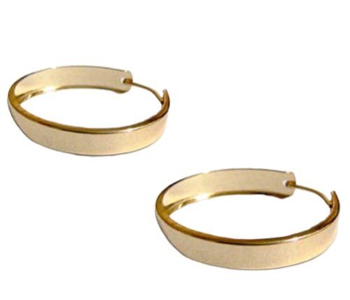 Italian Yellow Gold Large and Wide Hollow Hoop Earrings. 10k, 8.9gr. D: 44mm,  Width: 8mm