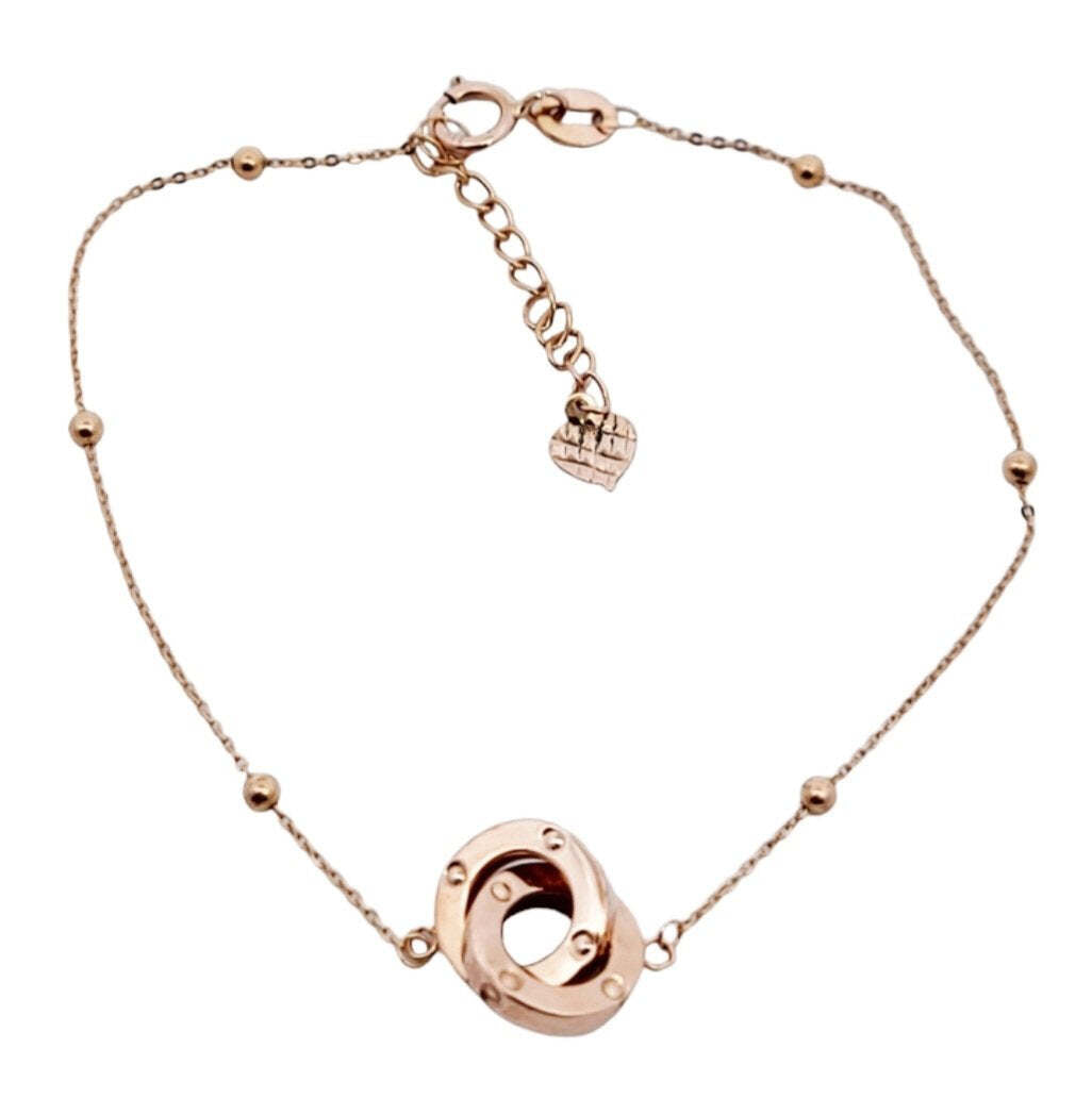 Rose Gold Interwined Hoops Bracelet with Extensions. 18k, 1.94gr, 8"