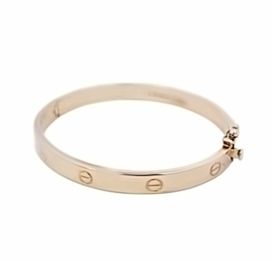 Rose Gold Hinged Love Bangle Bracelet. 18k, 8.6gr