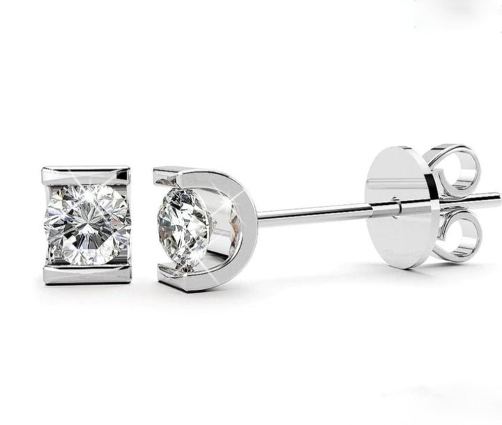 14K White Gold Solitaire Diamond Earrings