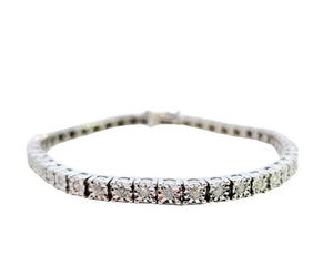 White Gold Illusion set Diamond Tennis Bracelet. 10K, 11.3gr, 46 RoundDiamonds. I, I-J, TDW: 1.15ct
