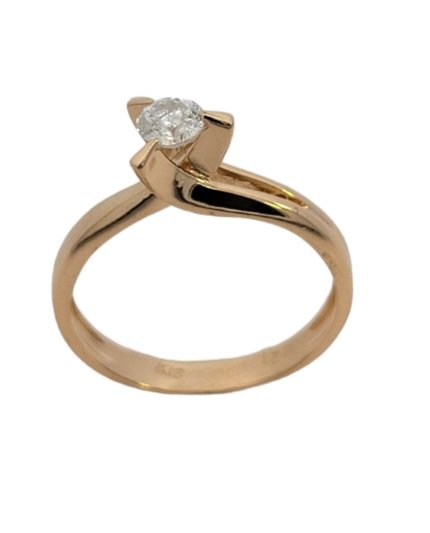 Yellow Gold 3-Prong Solitaire Diamond Ring. 18k, 2.4gr, 0.21ct, SI, H