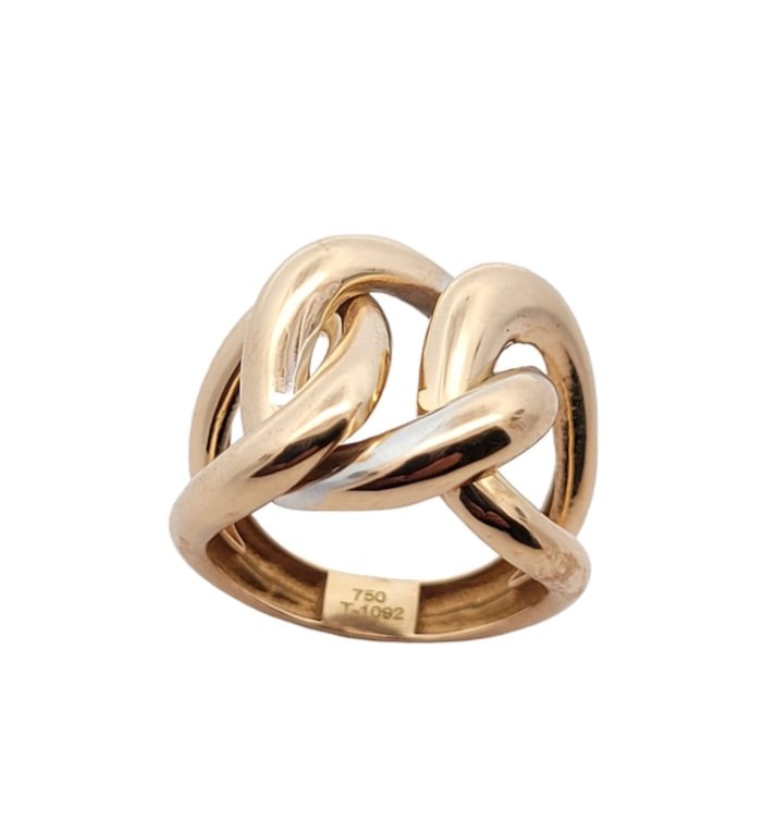 Two-tone Yellow and White Gold Knotted Ring.