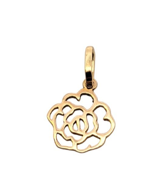 Yellow Gold Small Size Flower Charm Pendant.