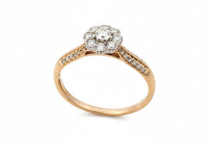 10K Two – tone Yellow and White Gold Halo Setting Ring