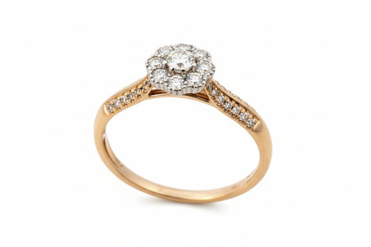 10K Two – tone Yellow and White Gold Halo Setting Ring