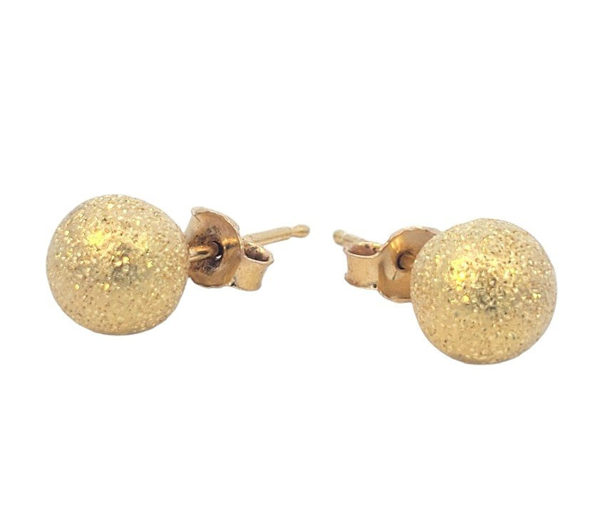 Yellow Gold Star Dust Ball Shape Stud Earrings.  18k, 2.5gr