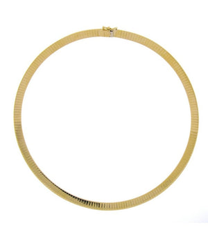 Italian Yellow Gold Flat Omega Collar Necklace.