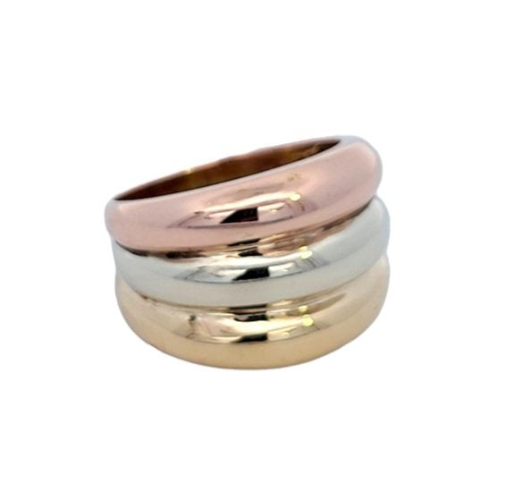 Tri-tone Yellow, White and Rose Gold Ring.