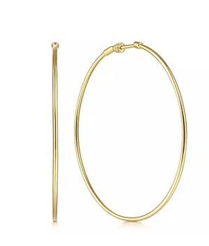 Yellow Gold Large Hoop Earrings. 18k, 7.3gr, 65mm