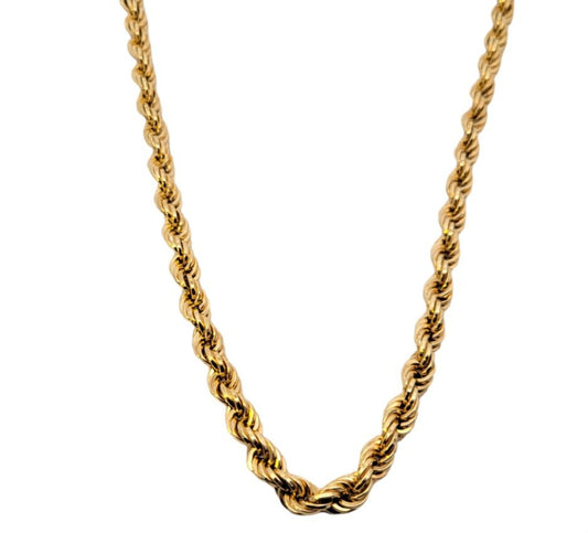 Yellow Gold Rope Chain Necklace. 14k, 26gr, 24"