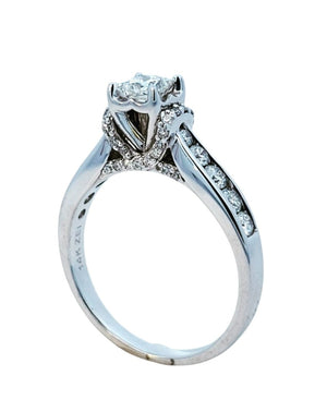 White Gold Princess-Cut Diamond Solitaire Engagement Ring with Accent. 14k,  4.7gr, TDW: 0.96ct, SI1, EF