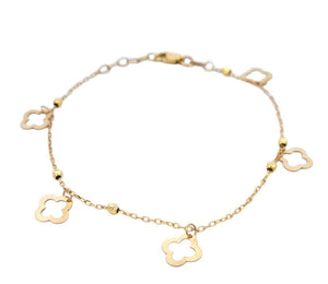 Yellow Gold Clover Bracelet. 18k, 2gr, 7 1/2