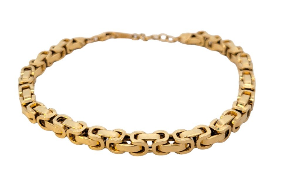 Yellow Gold Byzantine Wide Bracelet with Extensions. 18k, 12.17gr, 9.5"