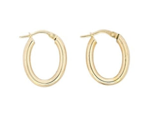 Yellow Gold Oval Hoop Earrings. 18k, 2gr