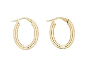 Yellow Gold Oval Hoop Earrings. 18k, 2gr