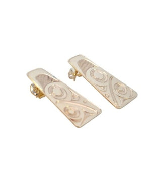 Yellow Gold First Nation Art Earrings. 14k, 3.6gr