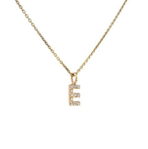 Yellow Gold Initial E  Pendent setting with Cubic Zirconia , 18k