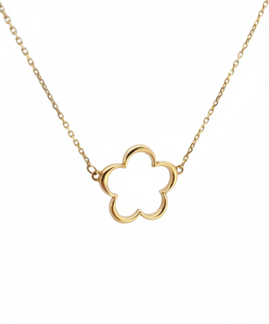 Yellow Gold Hallow Flower Shape Necklace. 18k,  2.9gr ,16
