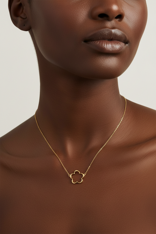 Yellow Gold Hallow Flower Shape Necklace. 18k,  2.9gr ,16"