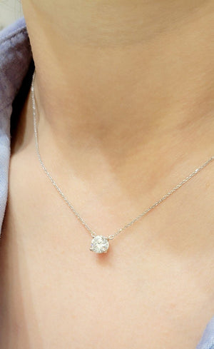 GIA Certified Natural Diamond Solitaire Necklace. GIA #6431748945, 0.74ct, VS2, F