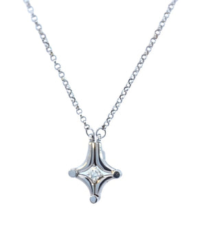 18K White Gold Diamond Convertible Magnetic Necklace with Extension. 0.08ct VS G