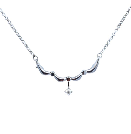 White Gold Diamond Convertible Magnetic Necklace with Extension. 18k, 4.8gr, 0.08ct, VS, G