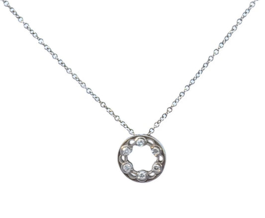 White Gold Tacori Reverse Crescent Circle of Life Diamond Necklace. 18k,  2.9gr,  TDW: 0.12ct