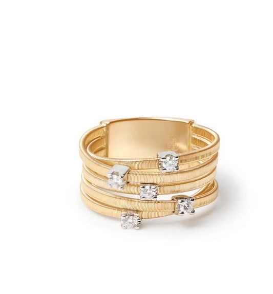 Yellow Gold Marco Bicego Diamond 5 Row Ring. 18k, 7.5gr, TDW: 0.2ct, VS, EF