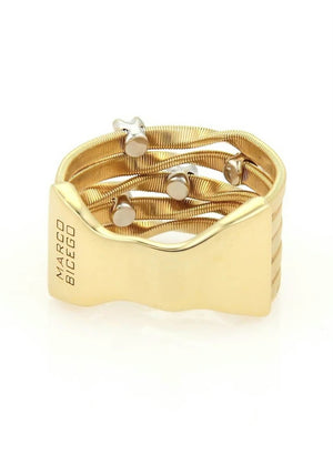 Yellow Gold Marco Bicego Diamond 5 Row Ring. 18k, 7.5gr, TDW: 0.2ct, VS, EF
