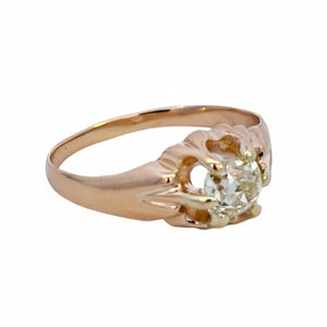 14K Yellow Gold Solitaire European Cut Diamond Ring