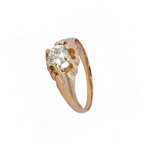 14K Yellow Gold Solitaire European Cut Diamond Ring